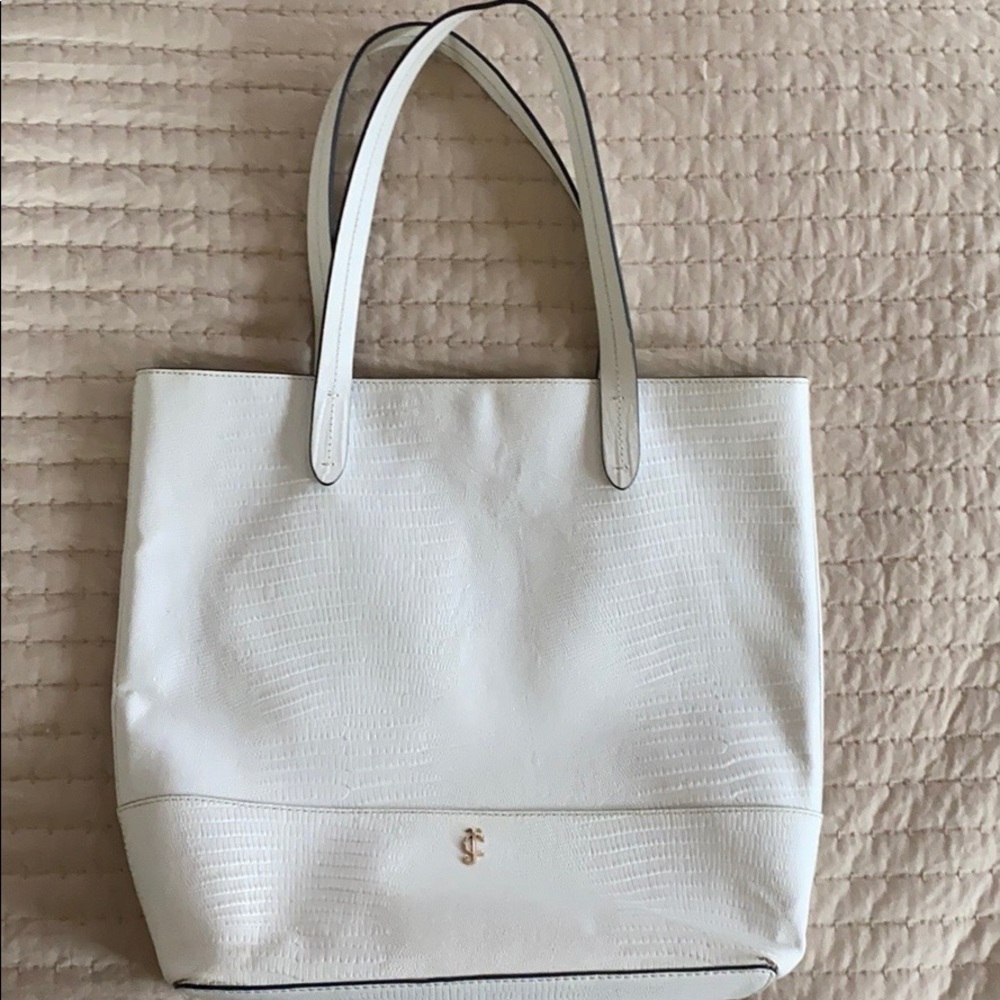 White leather tote purse Juicy Couture